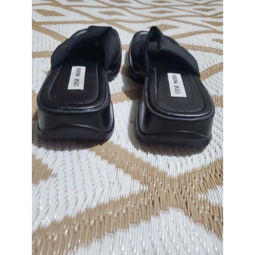 Vintage STEVE MADDEN Y2K 90's Chunky Platform Black  Sandals Slides SZ 9.5 - Picture 7 of 9